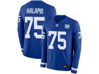 #75 Limited Jon Halapio Royal Blue Football Men's Jersey New York Giants Therma Long Sleeve