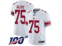 #75 Limited Jon Halapio White Football Road Men's Jersey New York Giants Vapor Untouchable 100th Season