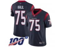#75 Limited Matt Kalil Navy Blue Football Home Men's Jersey Houston Texans Vapor Untouchable 100th Season