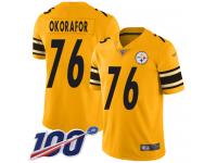 #76 Limited Chukwuma Okorafor Gold Football Men's Jersey Pittsburgh Steelers Inverted Legend 100th Season