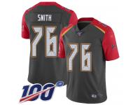 #76 Limited Donovan Smith Gray Football Men's Jersey Tampa Bay Buccaneers Inverted Legend 100th Season