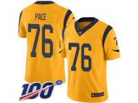 #76 Limited Orlando Pace Gold Football Men's Jersey Los Angeles Rams Rush Vapor Untouchable 100th Season