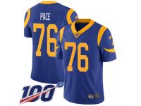 #76 Limited Orlando Pace Royal Blue Football Alternate Men's Jersey Los Angeles Rams Vapor Untouchable 100th Season