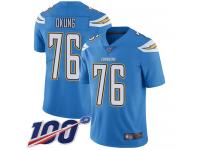 #76 Limited Russell Okung Electric Blue Football Alternate Men's Jersey Los Angeles Chargers Vapor Untouchable 100th Season