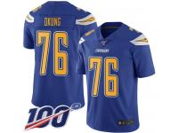 #76 Limited Russell Okung Electric Blue Football Men's Jersey Los Angeles Chargers Rush Vapor Untouchable 100th Season