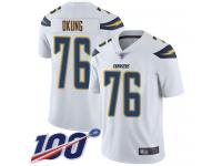 #76 Limited Russell Okung White Football Road Men's Jersey Los Angeles Chargers Vapor Untouchable 100th Season
