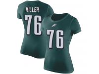 #76 Shareef Miller Green Football Rush Pride Name & Number Women's Philadelphia Eagles T-Shirt