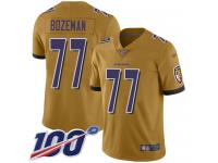 #77 Limited Bradley Bozeman Gold Football Men's Jersey Baltimore Ravens Inverted Legend 100th Season
