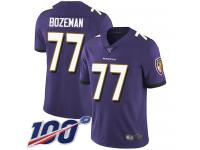 #77 Limited Bradley Bozeman Purple Football Home Men's Jersey Baltimore Ravens Vapor Untouchable 100th Season