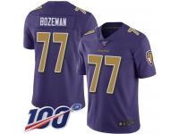 #77 Limited Bradley Bozeman Purple Football Men's Jersey Baltimore Ravens Rush Vapor Untouchable 100th Season
