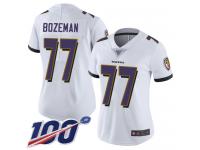 #77 Limited Bradley Bozeman White Football Road Women's Jersey Baltimore Ravens Vapor Untouchable 100th Season