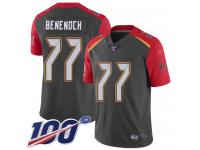 #77 Limited Caleb Benenoch Gray Football Youth Jersey Tampa Bay Buccaneers Inverted Legend 100th Season