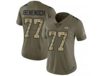 #77 Limited Caleb Benenoch Olive Camo Football Women's Jersey Tampa Bay Buccaneers 2017 Salute to Service