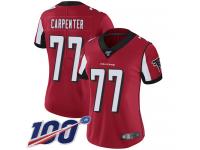 #77 Limited James Carpenter Red Football Home Women's Jersey Atlanta Falcons Vapor Untouchable 100th Season