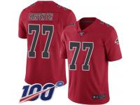 #77 Limited James Carpenter Red Football Men's Jersey Atlanta Falcons Rush Vapor Untouchable 100th Season