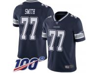 #77 Limited Tyron Smith Navy Blue Football Home Men's Jersey Dallas Cowboys Vapor Untouchable 100th Season