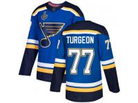 #77 Pierre Turgeon Royal Blue Hockey Home Men's Jersey St. Louis Blues 2019 Stanley Cup Final Bound