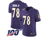 #78 Limited Orlando Brown Jr. Purple Football Home Men's Jersey Baltimore Ravens Vapor Untouchable 100th Season