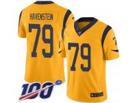 #79 Limited Rob Havenstein Gold Football Men's Jersey Los Angeles Rams Rush Vapor Untouchable 100th Season