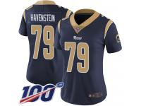 #79 Limited Rob Havenstein Navy Blue Football Home Women's Jersey Los Angeles Rams Vapor Untouchable 100th Season
