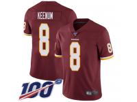 #8 Limited Case Keenum Burgundy Red Football Home Youth Jersey Washington Redskins Vapor Untouchable 100th Season