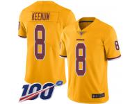 #8 Limited Case Keenum Gold Football Men's Jersey Washington Redskins Rush Vapor Untouchable 100th Season