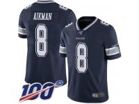 #8 Limited Troy Aikman Navy Blue Football Home Men's Jersey Dallas Cowboys Vapor Untouchable 100th Season