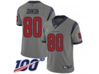 #80 Limited Andre Johnson Gray Football Men's Jersey Houston Texans Inverted Legend 100th Season