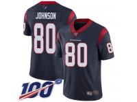 #80 Limited Andre Johnson Navy Blue Football Home Men's Jersey Houston Texans Vapor Untouchable 100th Season