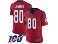 #80 Limited Andre Johnson Red Football Alternate Men's Jersey Houston Texans Vapor Untouchable 100th Season