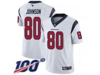 #80 Limited Andre Johnson White Football Road Men's Jersey Houston Texans Vapor Untouchable 100th Season
