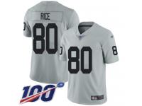 #80 Limited Jerry Rice Silver Football Men's Jersey Oakland Raiders Inverted Legend 100th Season