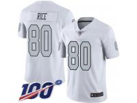 #80 Limited Jerry Rice White Football Men's Jersey Oakland Raiders Rush Vapor Untouchable 100th Season