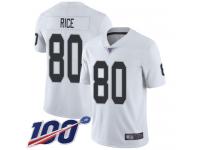 #80 Limited Jerry Rice White Football Road Men's Jersey Oakland Raiders Vapor Untouchable 100th Season
