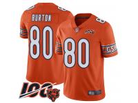 #80 Limited Trey Burton Orange Football Alternate Men's Jersey Chicago Bears 100th Season