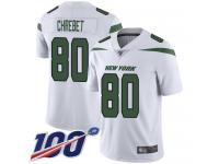 #80 Limited Wayne Chrebet White Football Road Men's Jersey New York Jets Vapor Untouchable 100th Season