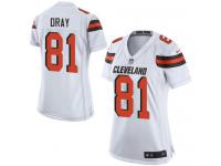 #81 Jim Dray Cleveland Browns Road Jersey _ Nike Women's White NFL Game
