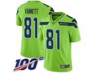 #81 Limited Nick Vannett Green Football Men's Jersey Seattle Seahawks Rush Vapor Untouchable 100th Season