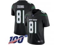 #81 Limited Quincy Enunwa Black Football Alternate Men's Jersey New York Jets Vapor Untouchable 100th Season