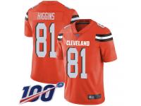 #81 Limited Rashard Higgins Orange Football Alternate Men's Jersey Cleveland Browns Vapor Untouchable 100th Season