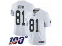 #81 Limited Tim Brown White Football Road Men's Jersey Oakland Raiders Vapor Untouchable 100th Season