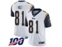 #81 Limited Torry Holt White Football Road Men's Jersey Los Angeles Rams Vapor Untouchable 100th Season
