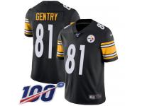 #81 Limited Zach Gentry Black Football Home Men's Jersey Pittsburgh Steelers Vapor Untouchable 100th Season