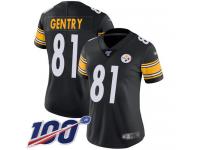 #81 Limited Zach Gentry Black Football Home Women's Jersey Pittsburgh Steelers Vapor Untouchable 100th Season