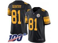 #81 Limited Zach Gentry Black Football Men's Jersey Pittsburgh Steelers Rush Vapor Untouchable 100th Season