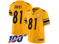 #81 Limited Zach Gentry Gold Football Men's Jersey Pittsburgh Steelers Inverted Legend 100th Season