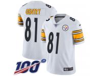 #81 Limited Zach Gentry White Football Road Men's Jersey Pittsburgh Steelers Vapor Untouchable 100th Season