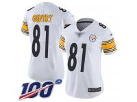 #81 Limited Zach Gentry White Football Road Women's Jersey Pittsburgh Steelers Vapor Untouchable 100th Season