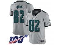 #82 Limited Mike Quick Silver Football Men's Jersey Philadelphia Eagles Inverted Legend 100th Season