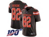 #82 Limited Ozzie Newsome Brown Football Home Men's Jersey Cleveland Browns Vapor Untouchable 100th Season